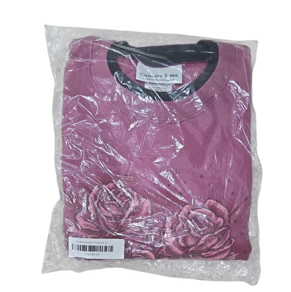 New In Package! Country Store Printed Roses Sweatershirt Size 2X - Picture 2 of 5